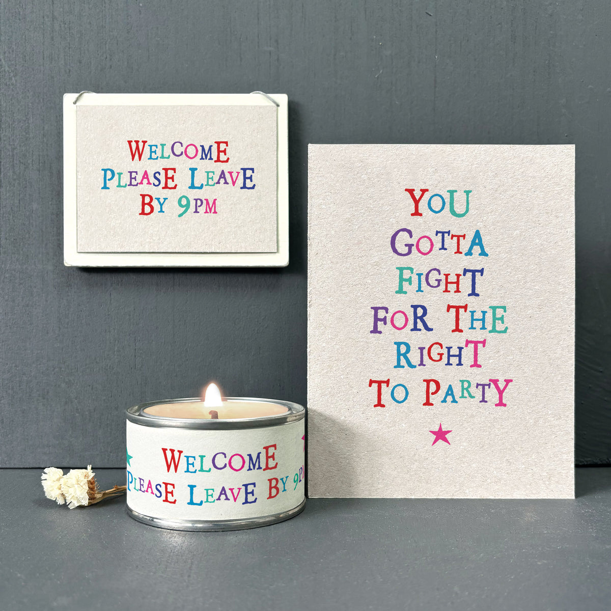 Please Leave by 9pm Word Candle