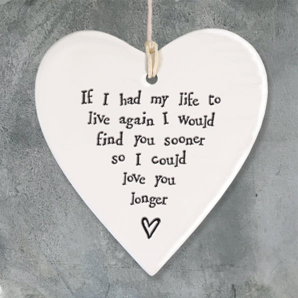 If I Had My Life Again Porcelain Round Heart