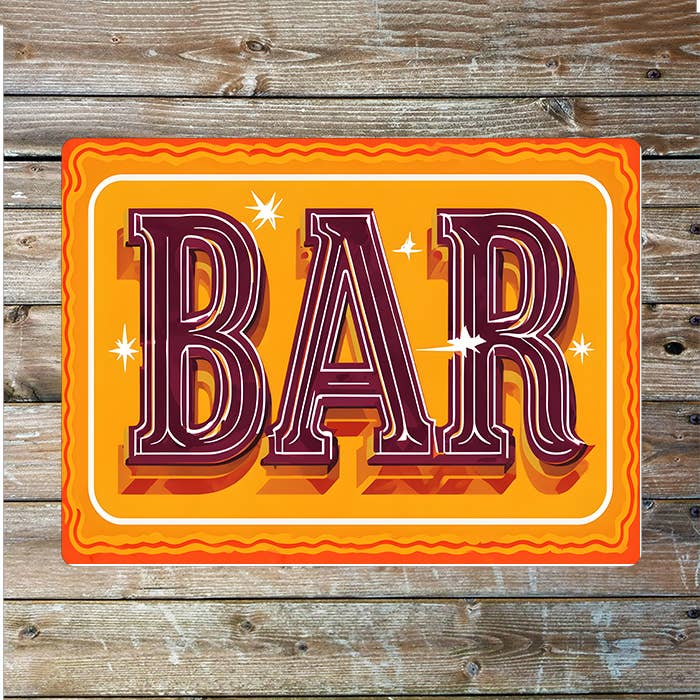 Bar Orange Metal Sign Plaque