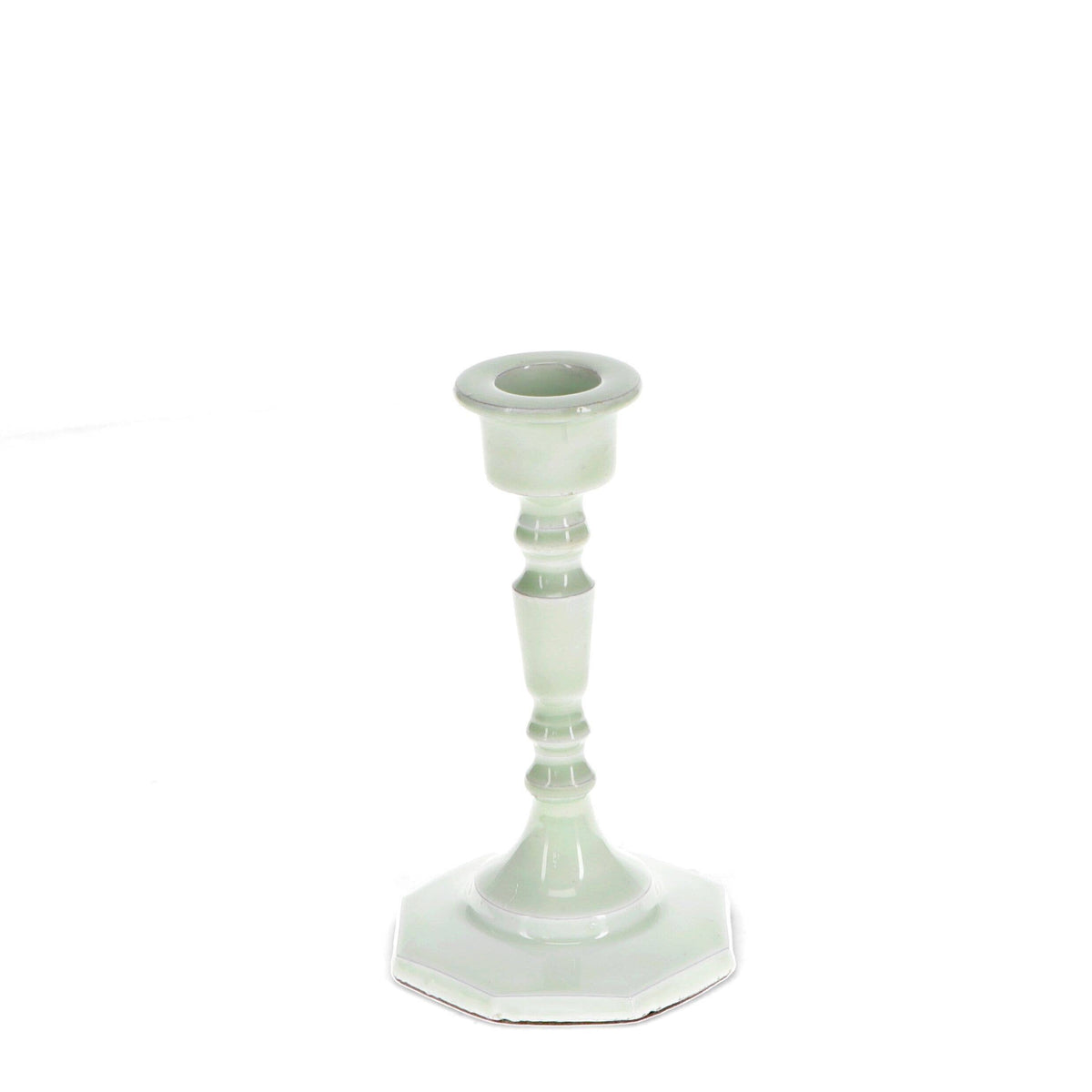 Enamel Candlestick (13cm) - Light Grey