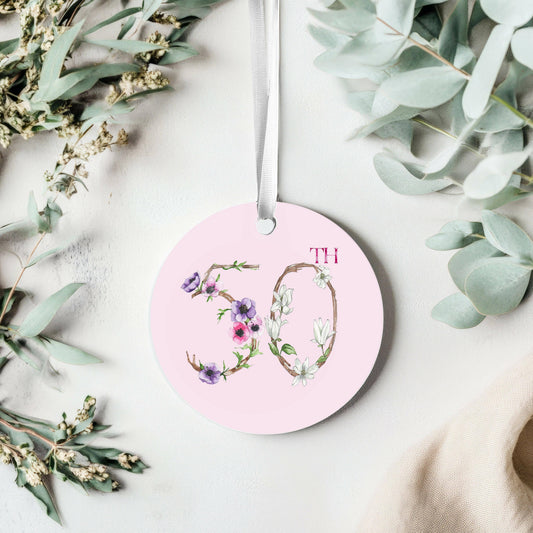 Hanging Ceramic Decoration – Glossy Ceramic Ornament With Ribbon | 50th Birthday Gift