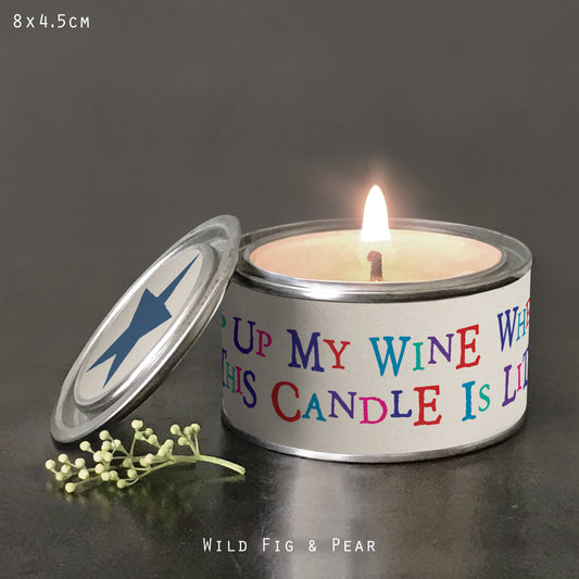 Top Up My Wine Word Candle
