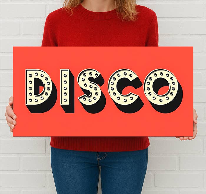 Disco Metal Sign – Retro Light Bulb Style Party Wall Decor