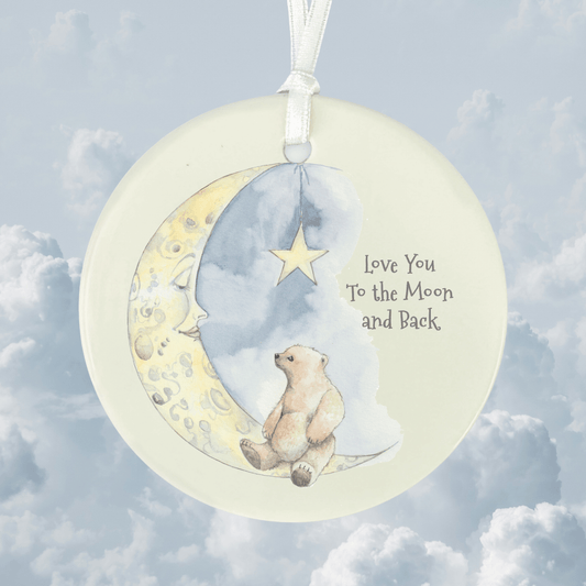 Keepsake Hanging Decoration – Ceramic Ornament With Glossy Finish & Satin Ribbon Gift
