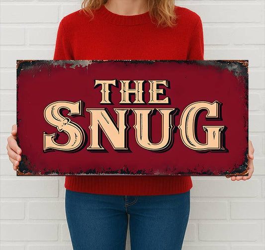 Red The Snug Metal Sign Plaque Vintage Pub Wall Cozy Corner