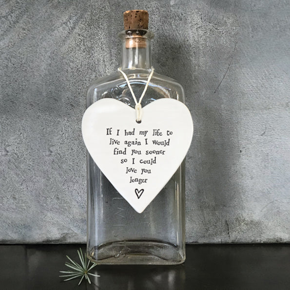 If I Had My Life Again Porcelain Round Heart
