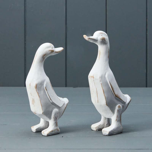 Whitewashed Wooden Duck