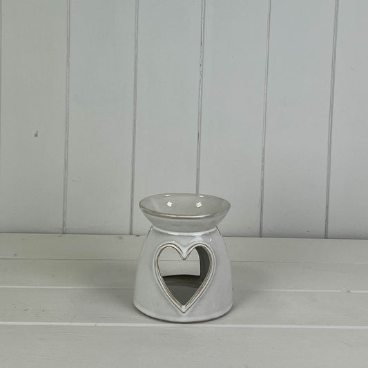 Glazed Ceramic Wax Oil Burner with Heart Cut Out