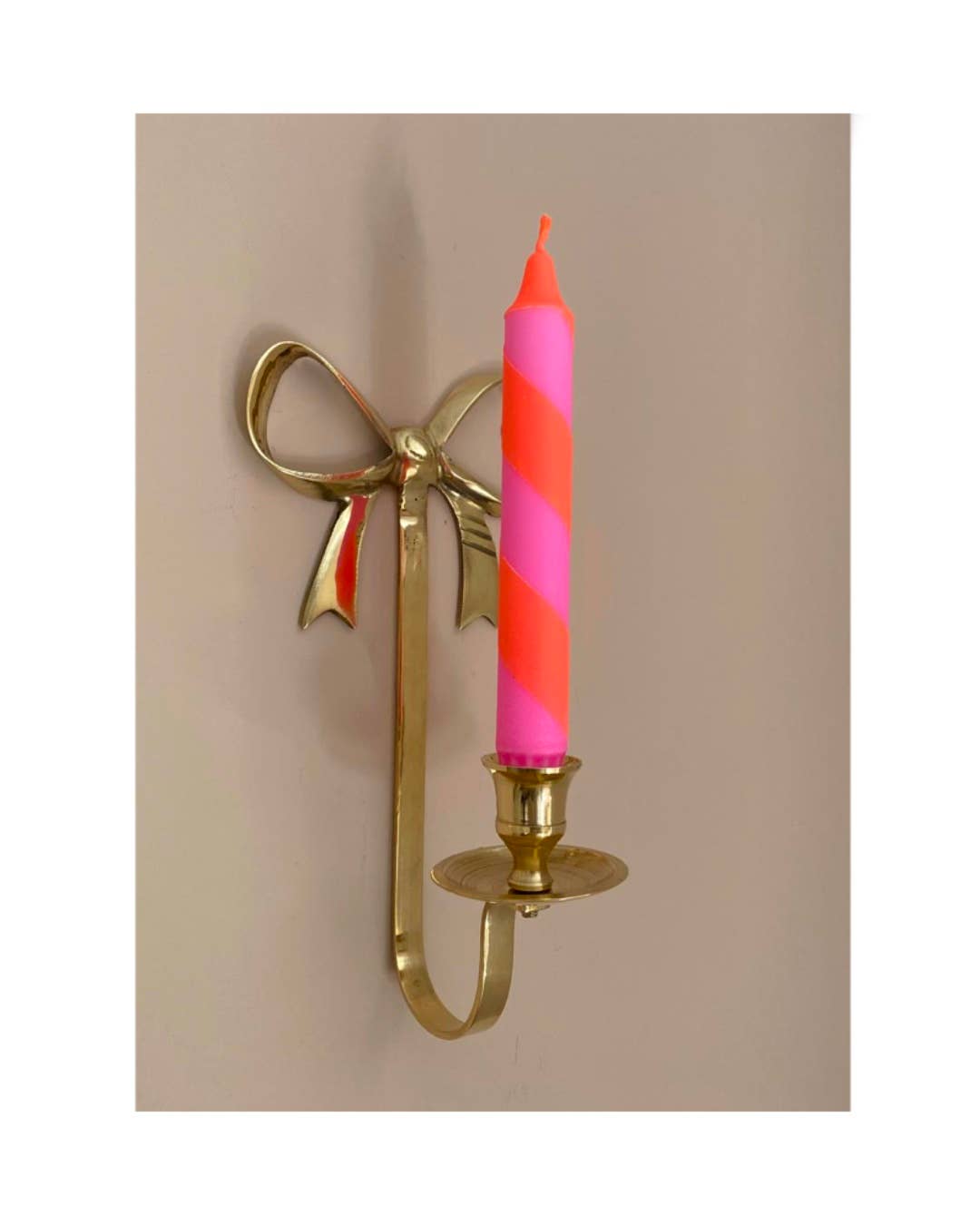Neon Orange & Pink Spiral Twist Hand Dipped Dinner Candles 