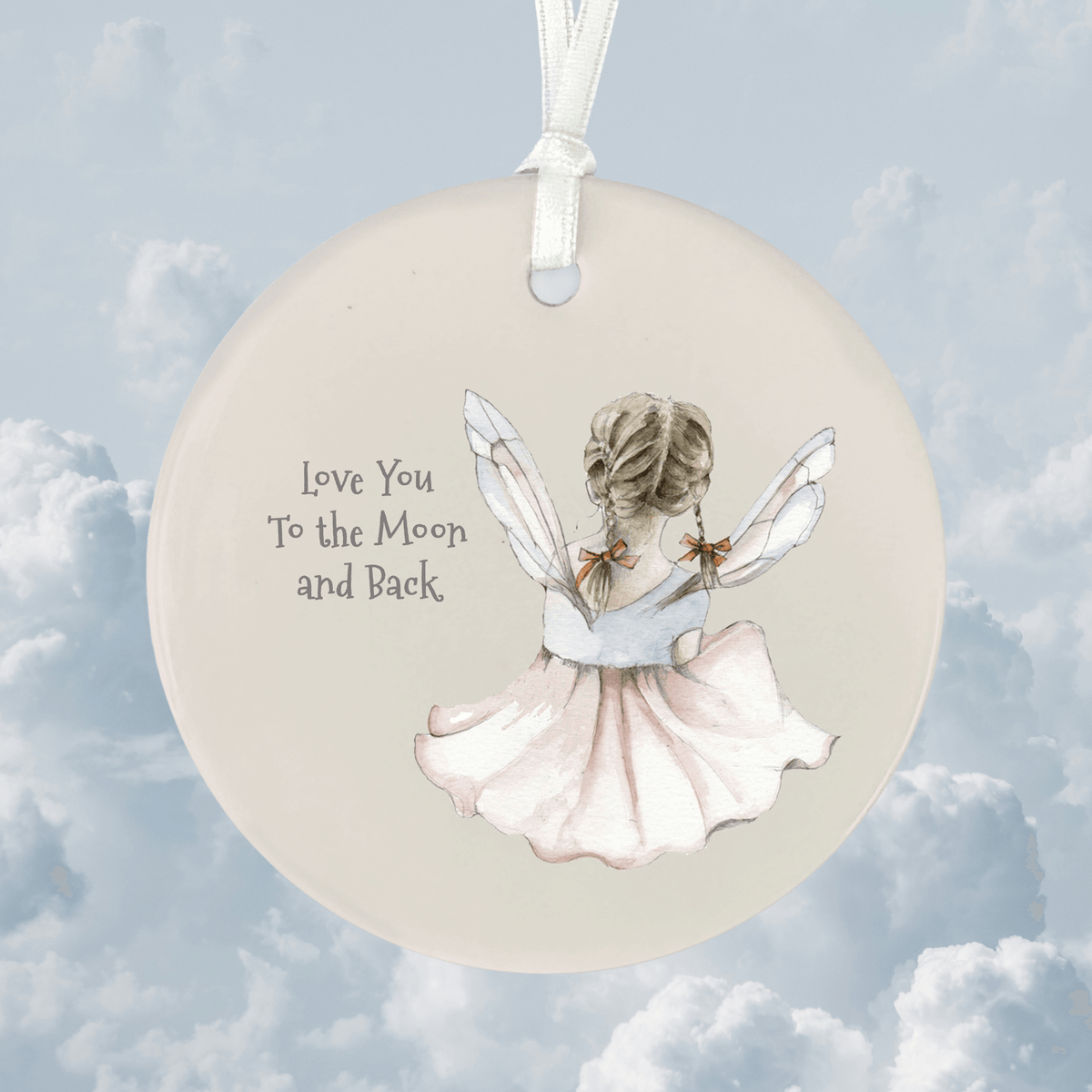 Hanging Ceramic Decoration – Handmade Keepsake Ornament with Satin Ribbon Gift