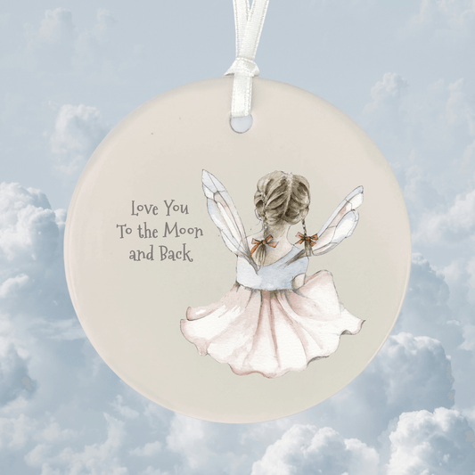 Hanging Ceramic Decoration – Handmade Keepsake Ornament with Satin Ribbon Gift
