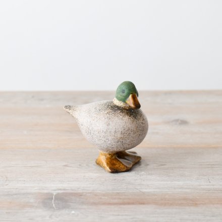 Speckled white & Green Fat Duck Deco, 9.4cm
