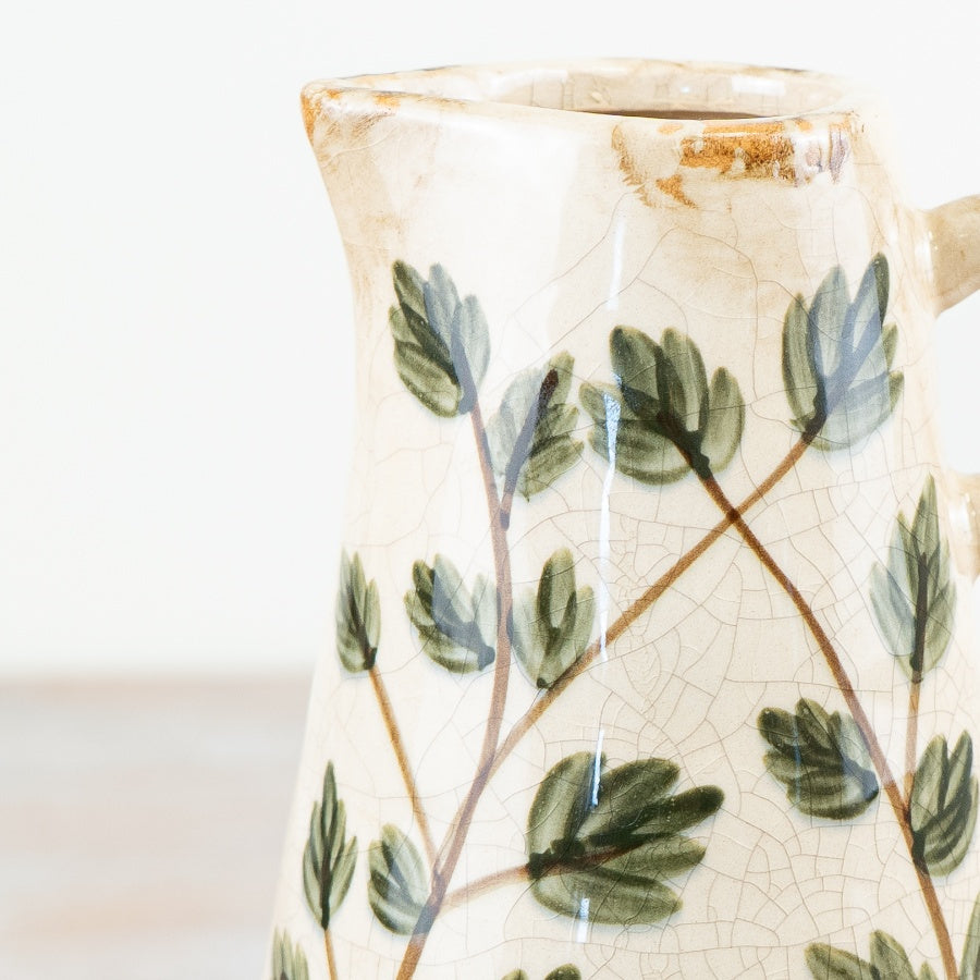 Leaf Ceramic Jug Vase, 24.5cm