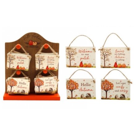 Autumn Wooden Hanging Deco, 9cm