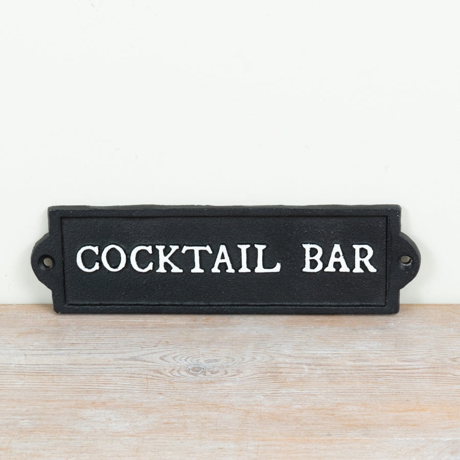Cocktail Bar Cast Iron Sign 22cm