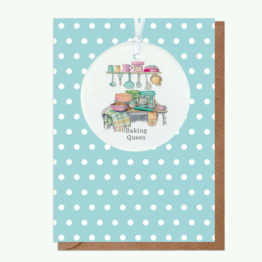 Ceramic Keepsake Decoration – Handmade Ceramic Hanging Ornament with Greeting Card Gift