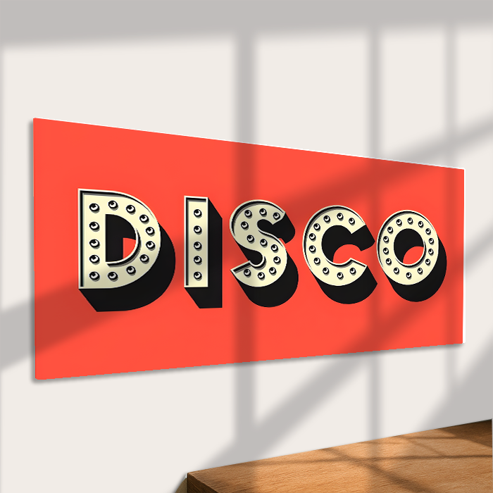 Disco Metal Sign – Retro Light Bulb Style Party Wall Decor
