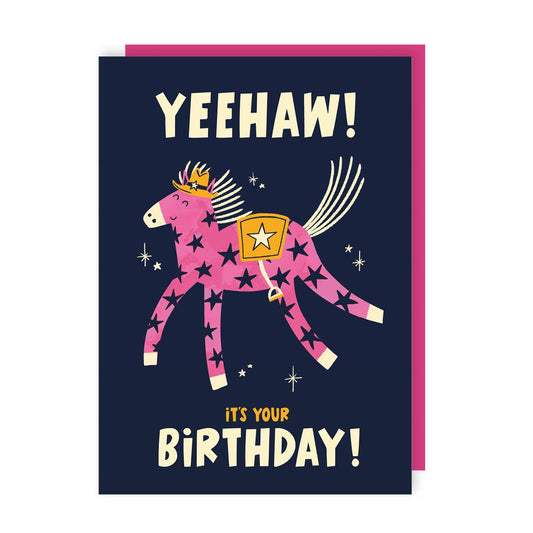 Yeehaw Cowboy Horse Birthday Card