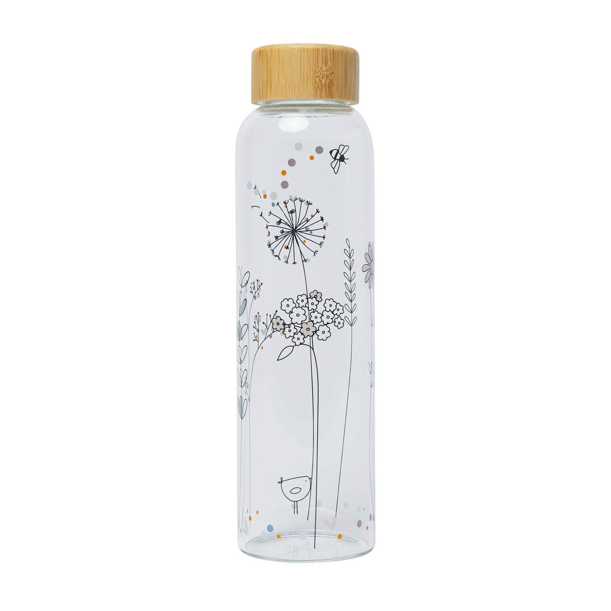Wildflowers Glass Water Bottle