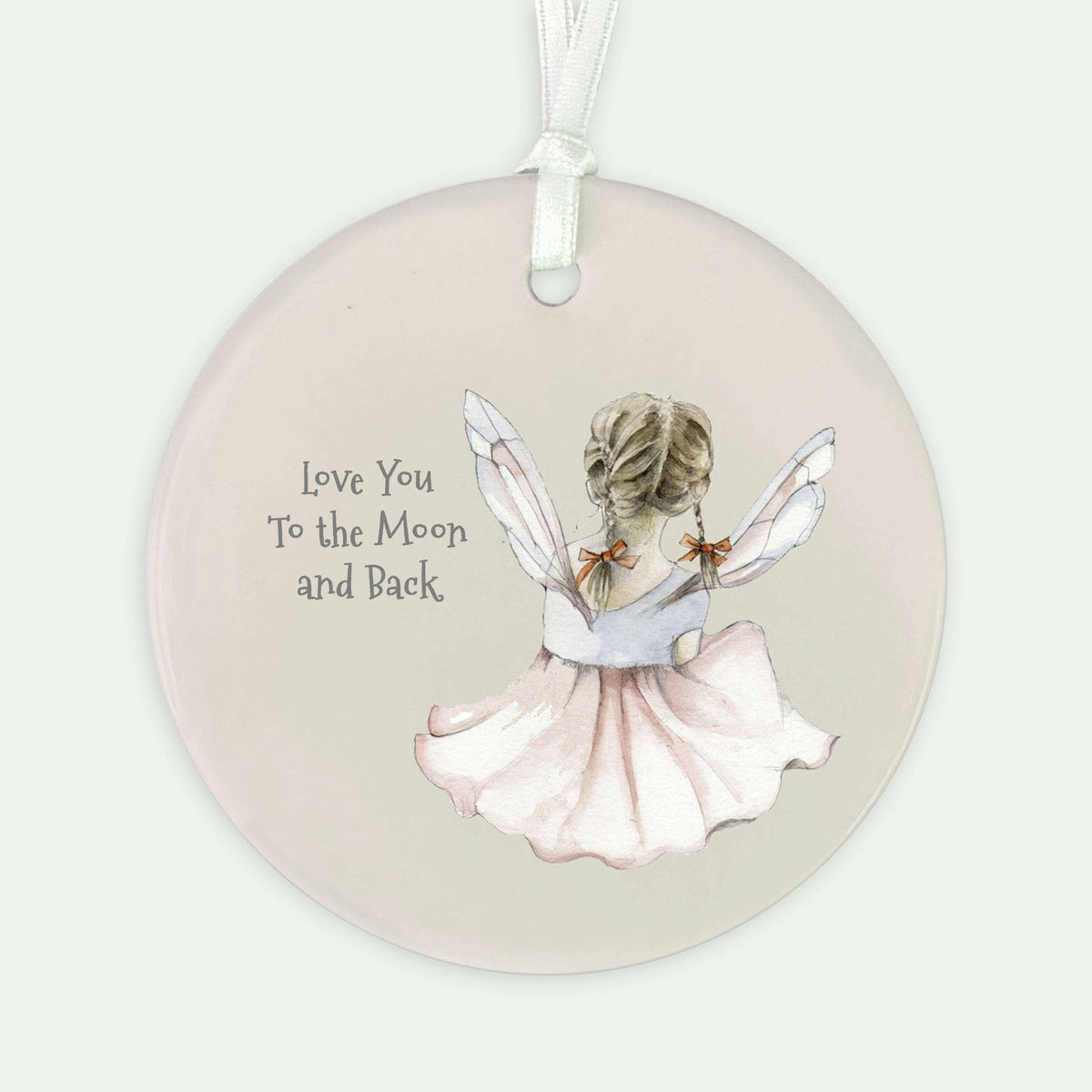 Hanging Ceramic Decoration – Handmade Keepsake Ornament with Satin Ribbon Gift