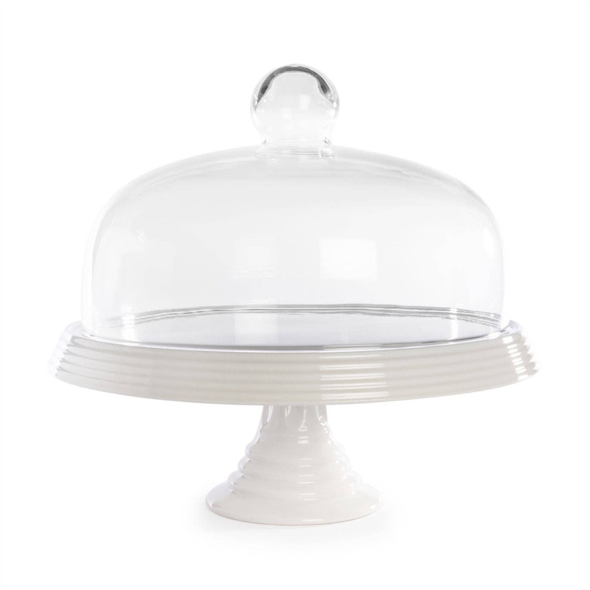 Ceramic Cake Stand with Glass Cover | M&W