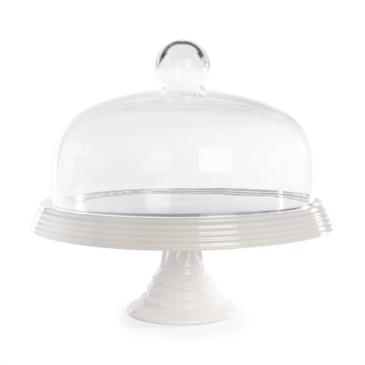 Ceramic Cake Stand with Glass Cover | M&W