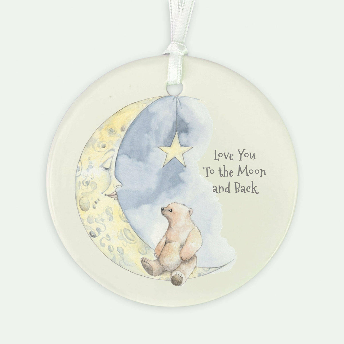 Keepsake Hanging Decoration – Ceramic Ornament With Glossy Finish & Satin Ribbon Gift